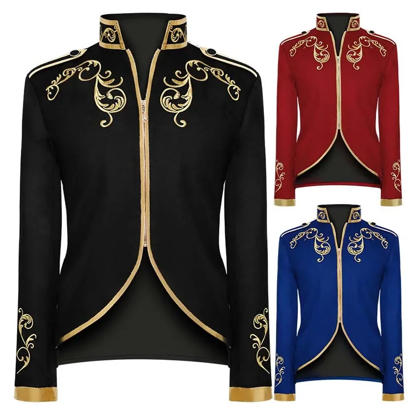 Medieval Men\'s Jacket Embroidery Coat Victorian Jackets For Men Vintage Clothing Prince King Cosplay Halloween Costume