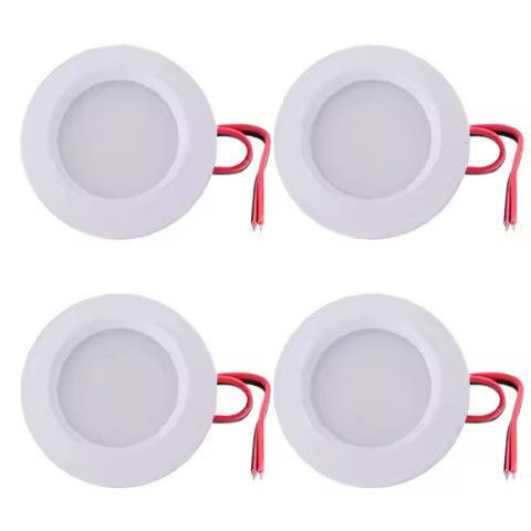 4-Piece 12V DC 3W Kitchen Cabinet Counter Light Down Panel Light 55mm Hole RV Touring Car Boat Light Bulb Deck Stair Light Bulb