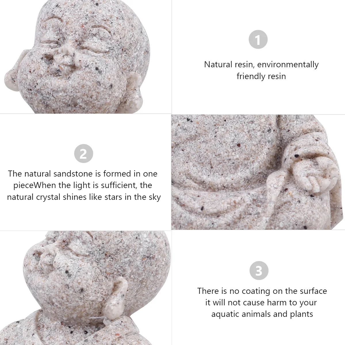 

Home Decoration Fish Tank Buddha Figurines Decorations for Grey Sculpture Ornament