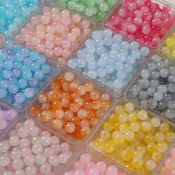 50pcs Double Gradient Color Jelly Result Round Glass Bead Loose Spacer Beads Pattern for Jewelry Making DIY Bracelet Necklace