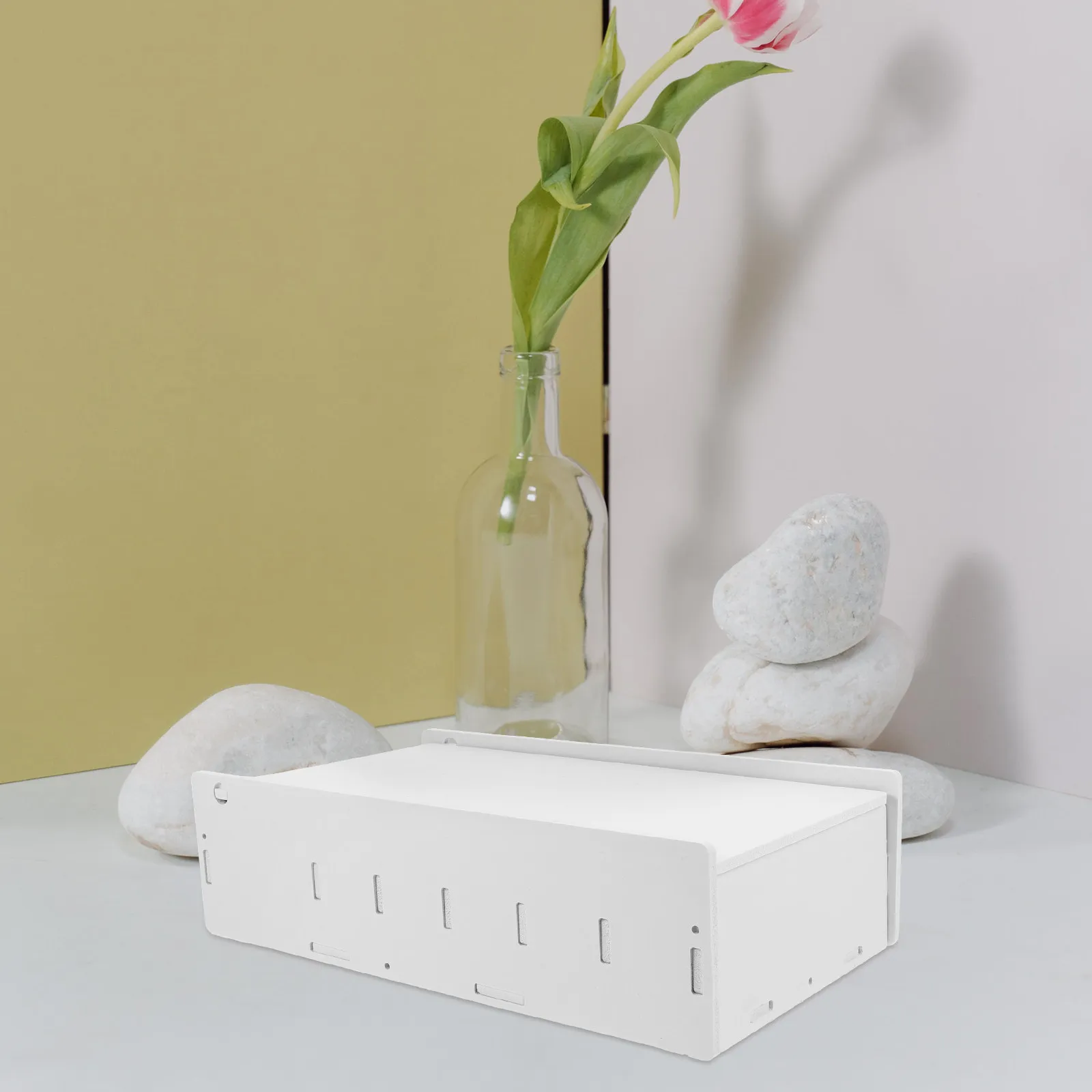 

Desktop Receipt Organizer Large Capacity Cash Storage Box for Bills Coins Financial Documents Wooden Money Tray Five Grids