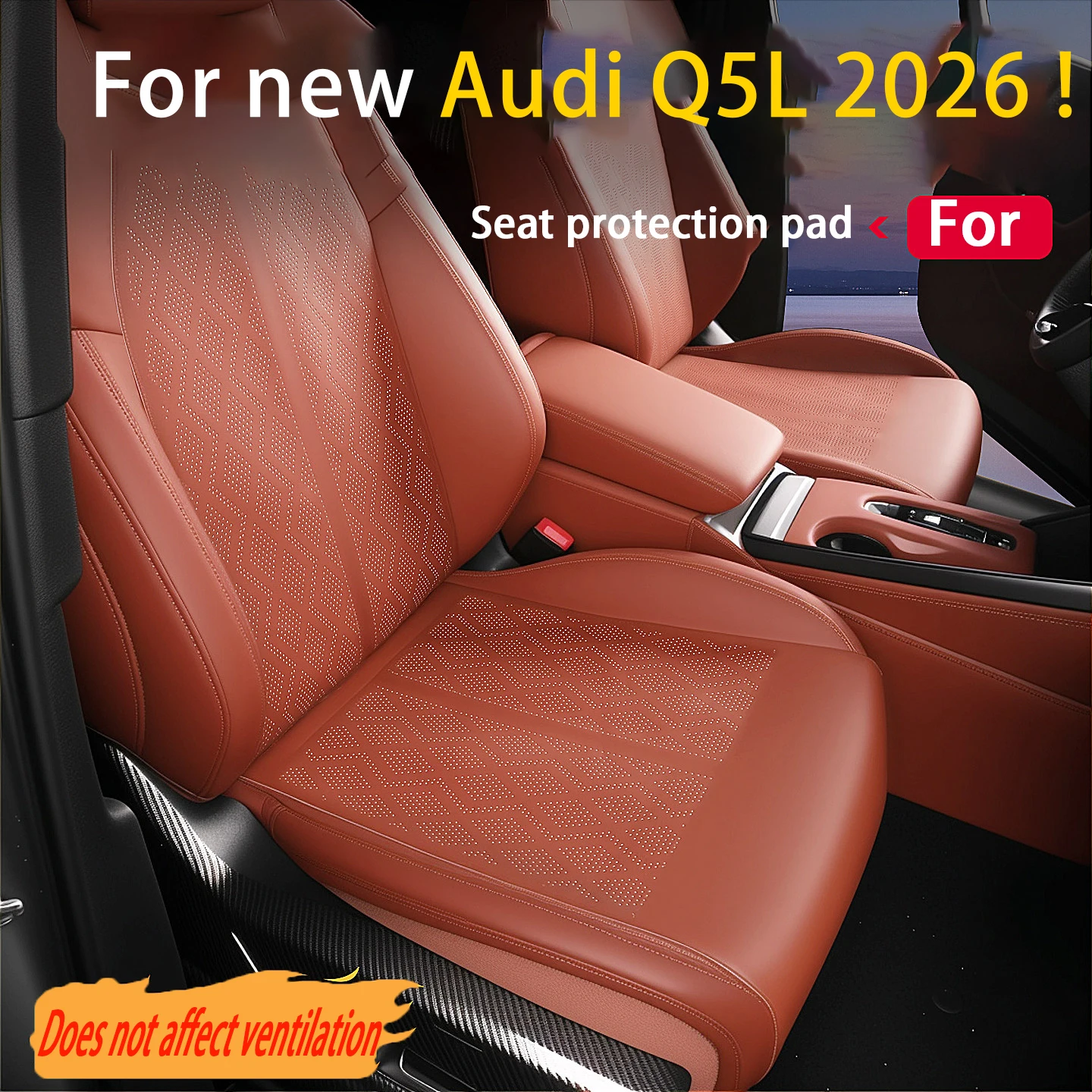 For Audi Q5 Q5L GU 2026 Custom Fit Full Surround Nappa Car Seat Cover All Season Breathable Protector Car Interior Accessories