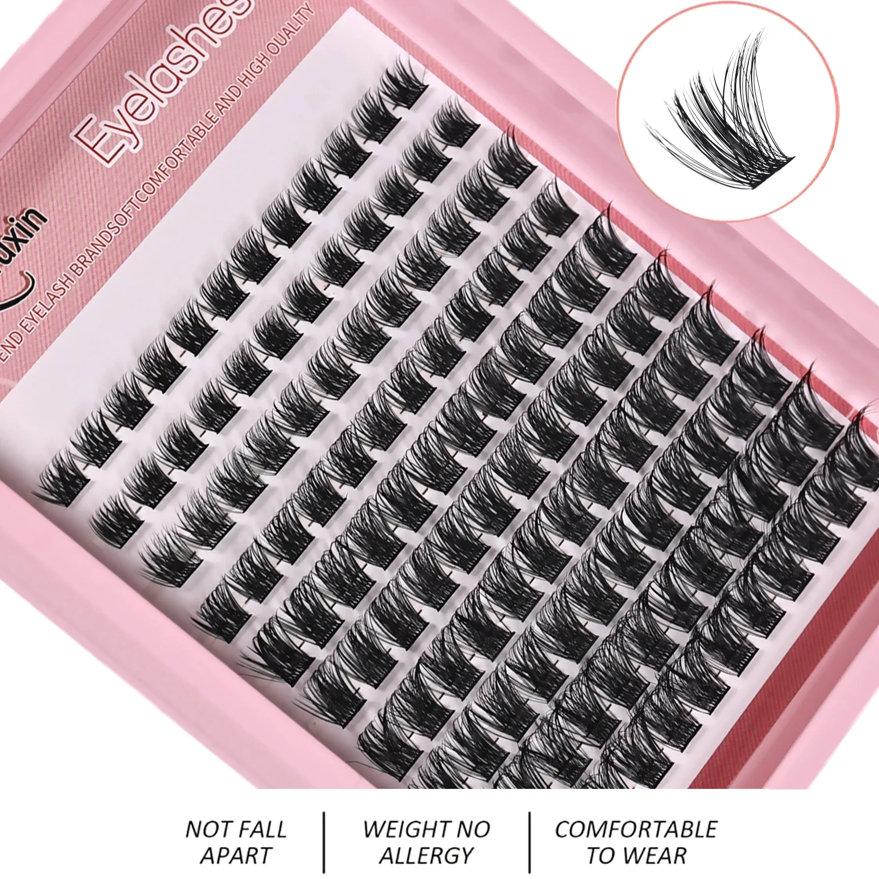 At Home DIY Individual Lash Extensions 8-16mm Mixed D Curl Wispy Fluffy Clusters Natural Eye Glam All Occasions