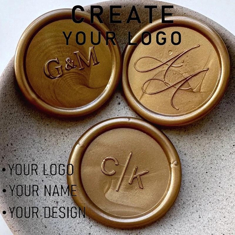 

2.5cm Logo Custom Self-Adhesive Wax Seal Stickers Custom Initial Letter Seals Personalized Stamps for Wedding Gift Card Decor
