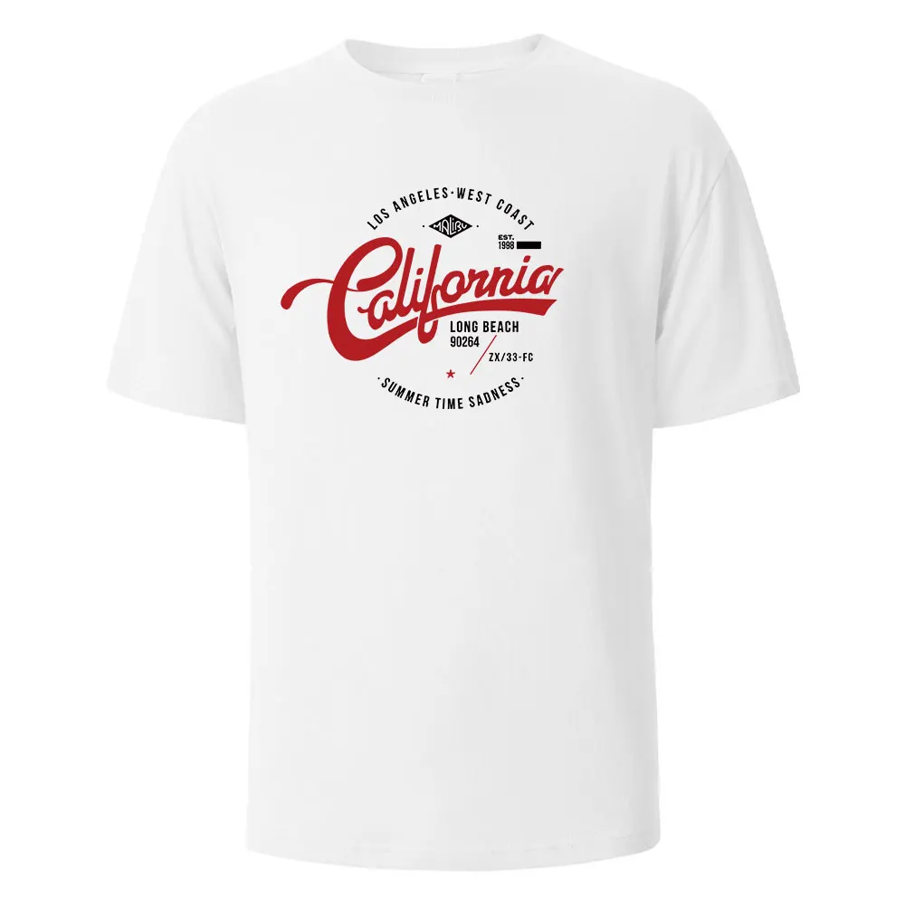 Los Angeles Westküste Druck T-Shirt für Männer wowen 100% Baumwolle Sommer atmungsaktive kurz ärmel ige Basic Tops O-Ausschnitt Overs ize T-Shirts