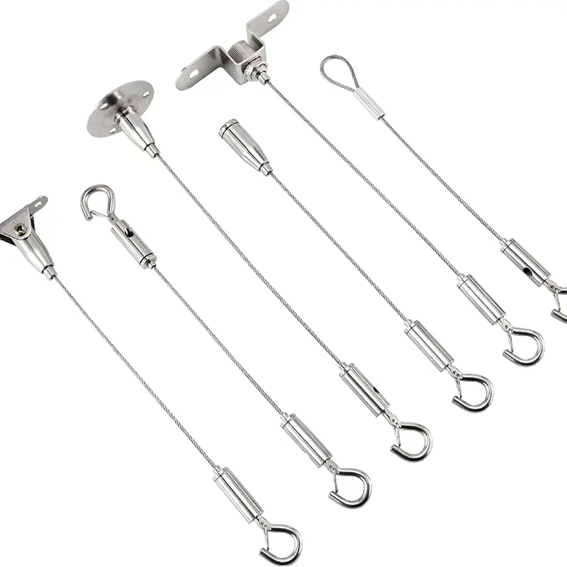 1 Pcs Wire Rope Spring Hook Adjustable Hanging Clothesline Fixed Guardrail Lock Lifting Code Suitable For Light Panels