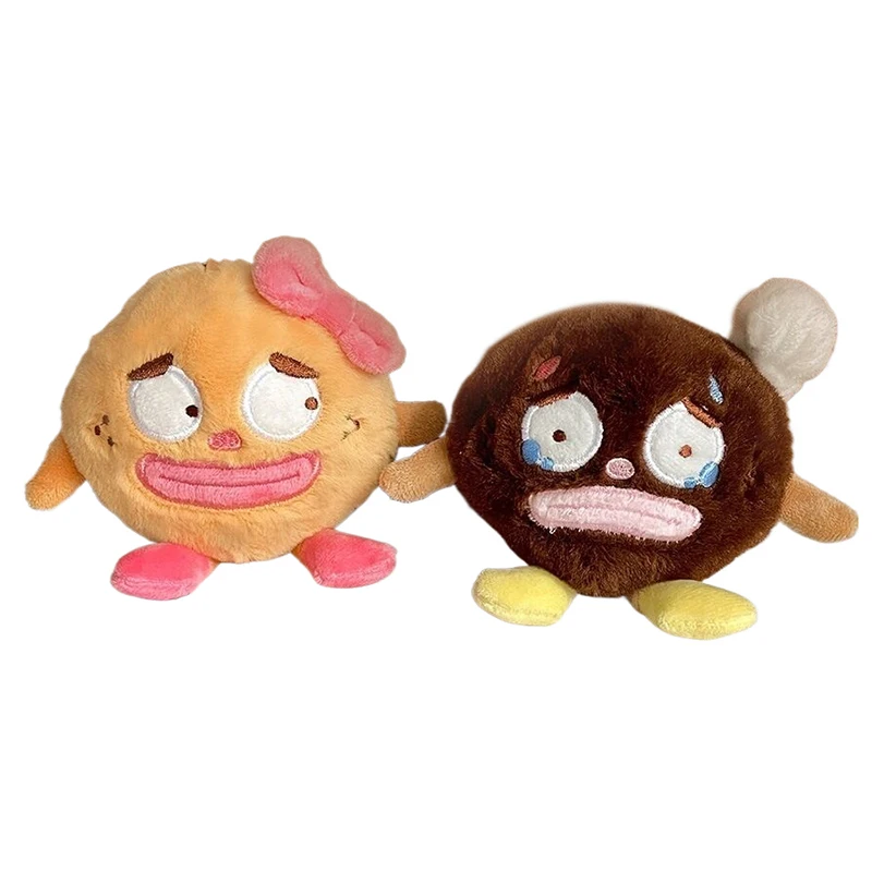 Creative Plush Cookies Keychain Cartoon Biscuit Stuffed Doll Keyring Lovely Bag Pendant Backpack Hanging Decoration Couple Gifts