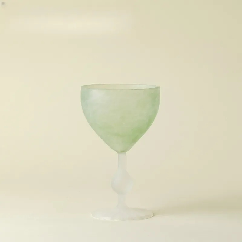 Light Green Moon Cage Glass Goblet Small Fresh Perian Design Wine Cup for Champagne Fruit Wine Elegant Tableware Decor Small