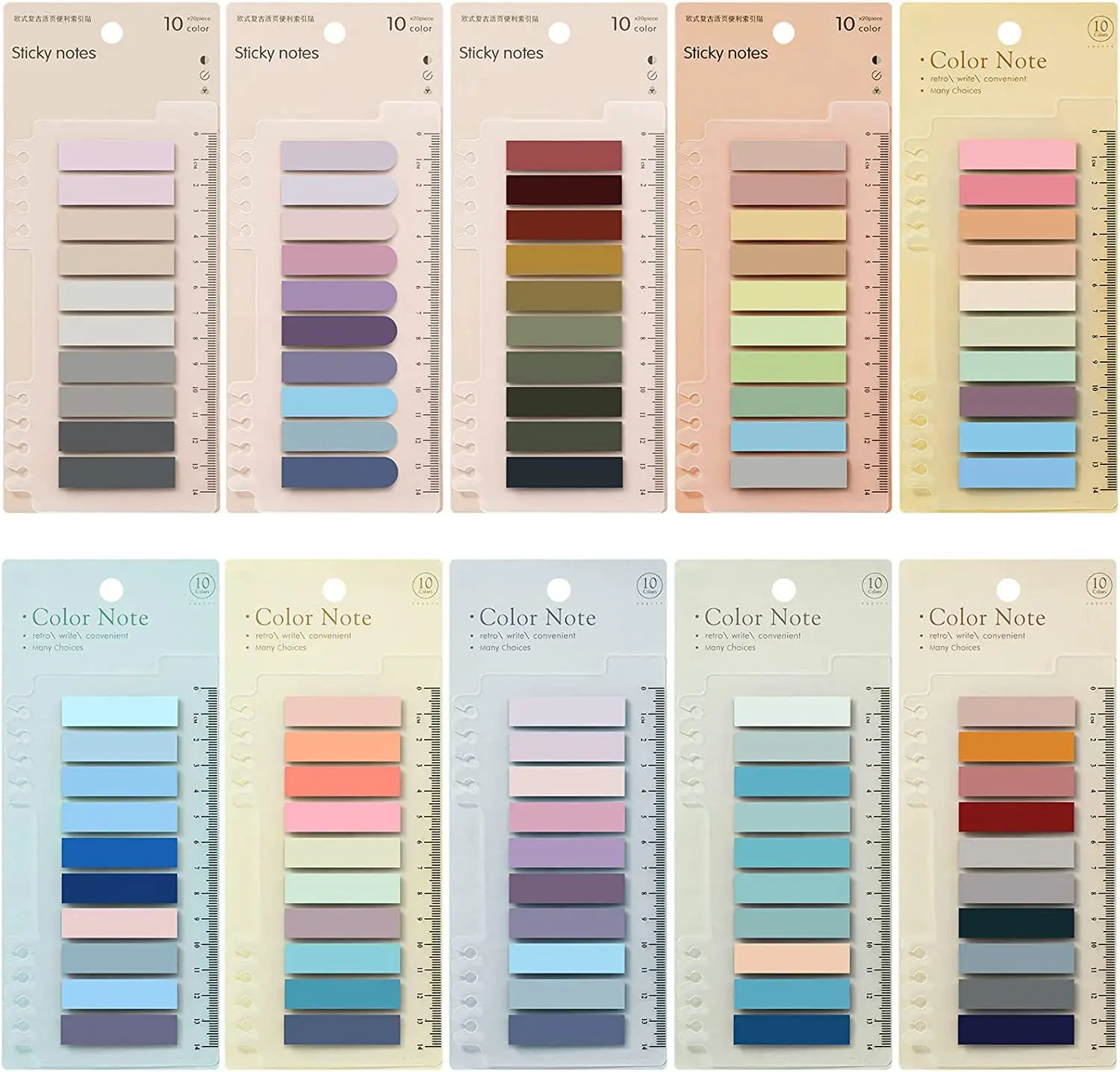 2400 Sheets 12 Styles Color Sticky Notes Memo Pad Self Adhesive Label Note Bookmarks Notepad School Office Stationery Supplies