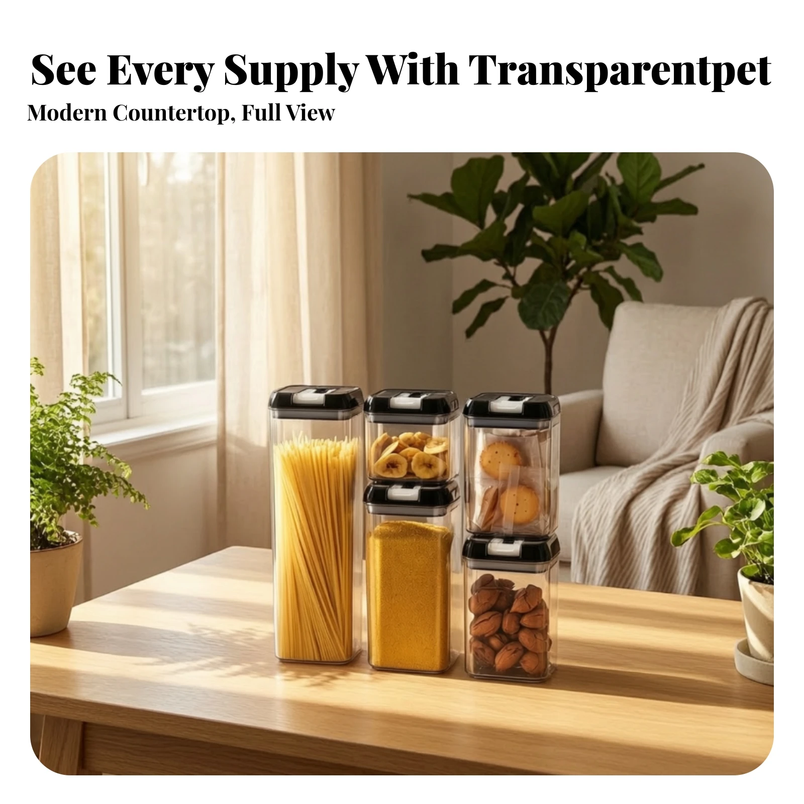 Food Storage In Cabinets - Juego de 5 Recipientes para Alimentos