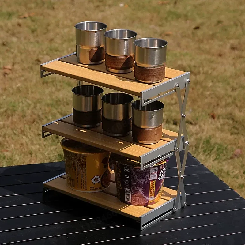 Portable Aluminum Alloy Folding Display Stand for Outdoor Camping Desktop Storage Rack Installation Free Splicing Design