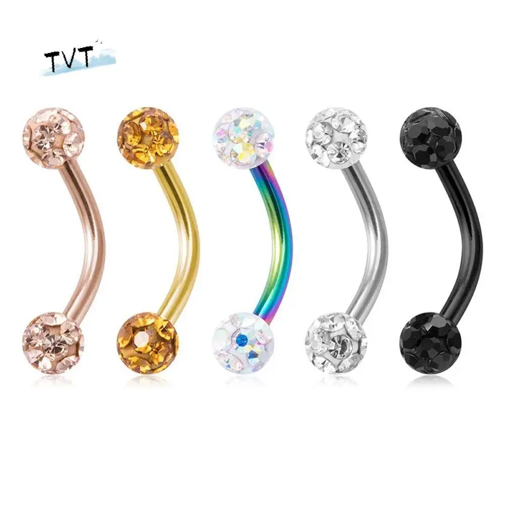 Männer Cool Für Frauen Gebogene Barbell Für Ohrringe Strass Piercing Schmuck Gefälschte Lip Stud Augenbraue Stud Ball Nase Ring