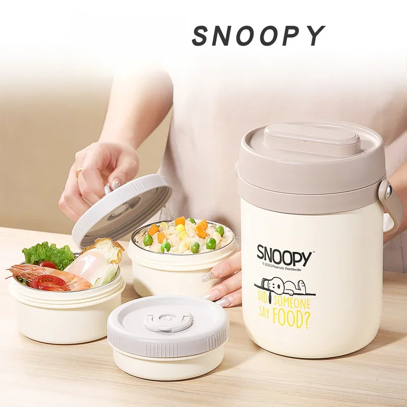 

Anime Snoopy Insulated Lunch Box Student School Household Rice Bucket 316 Stainless Steel Portable Large Capacity Pot