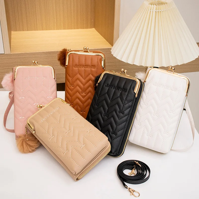 Rhombus mobile phone bag new 2024 women's bag shoulder oblique span simple women's versatile clip bag