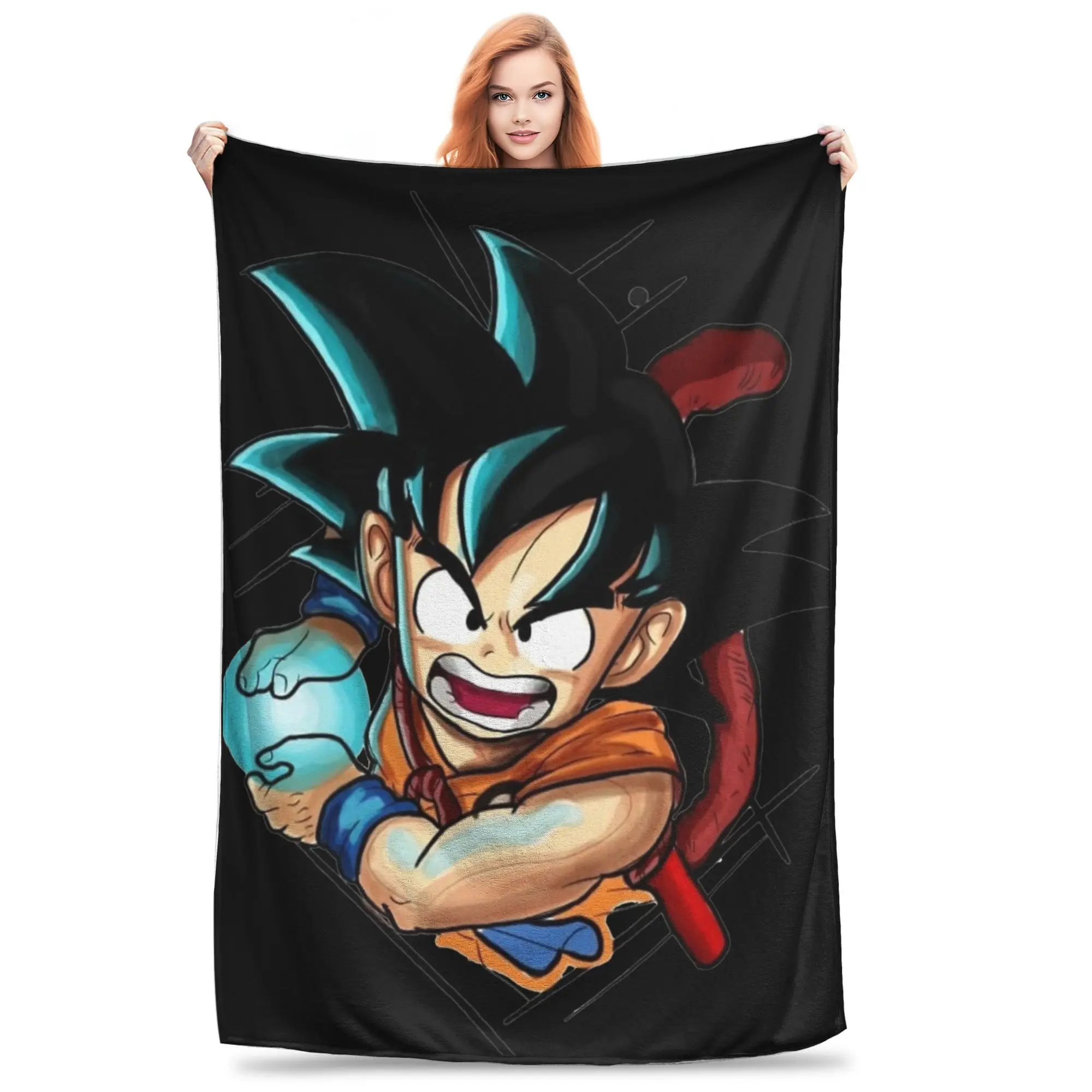 

Kid Goku Dragon Ball Z Flannel Throw Blankets Blankets for Bed Office Super Warm Bedding Throws,