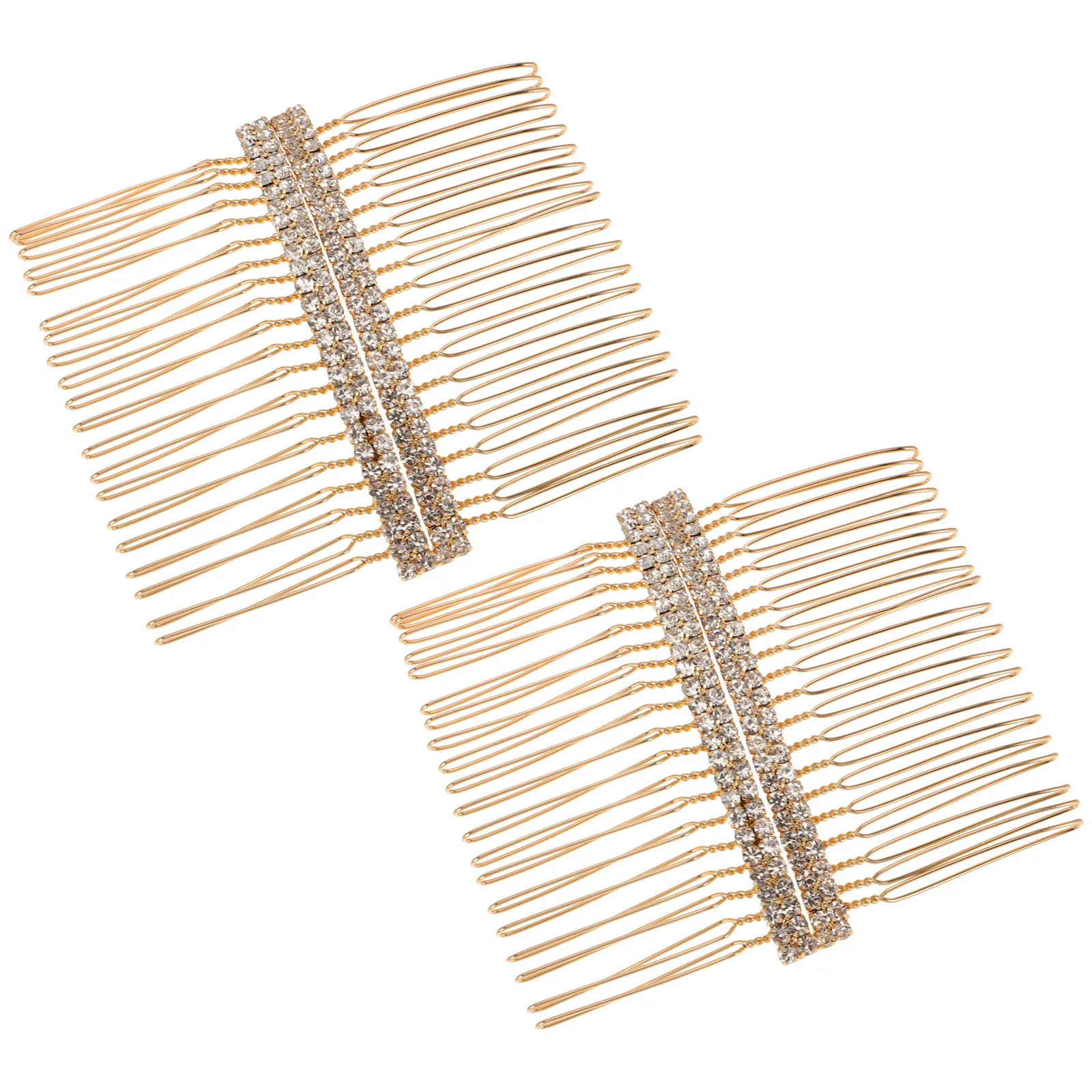 

4Pcs Sunflower Hair Comb Rhinestone Decorated Durable Elegant Wedding Party Accessories Glossy Color Hair Insert