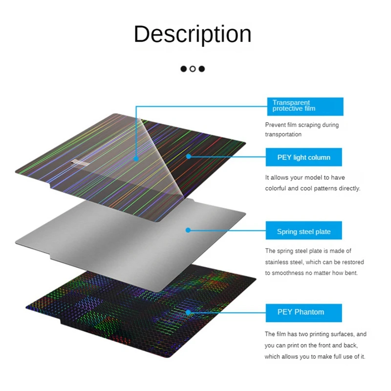 Printer Accessories Sheet Double Sided PEI+PEY Build Plate Spring Steel Sheet For Bambu Lab X1 P1P Bed Plate 257X257mm