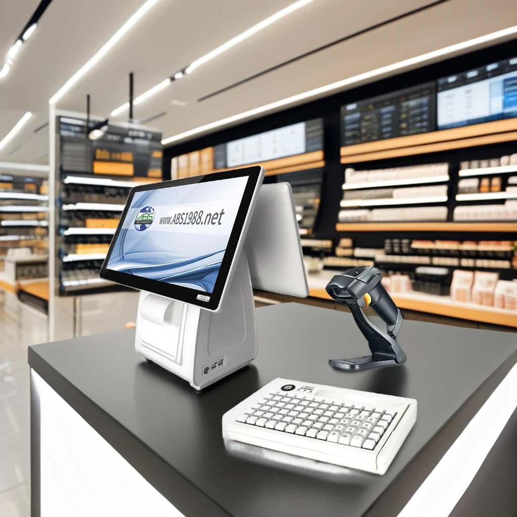 

ATV&UTVHot ABS ABS6000 White 15'' Capacitive Touch Screen Supermarket POS Cash Register 58mm Printer Windows Bluetooth 5.2 Wi-Fi