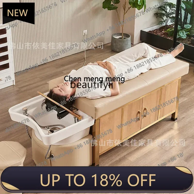

FF Ceramic basin shampoo bed with storage water heater flush bed barber shop water circulation head treatment bed