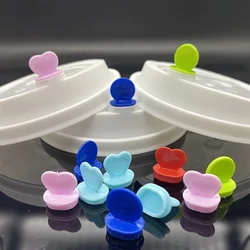 500pcs High Quality Creative Disposable Coffee Milk Tea Cup Lid Stopper Packaging Takeaway Decoration Plastic Heart Shape Plug
