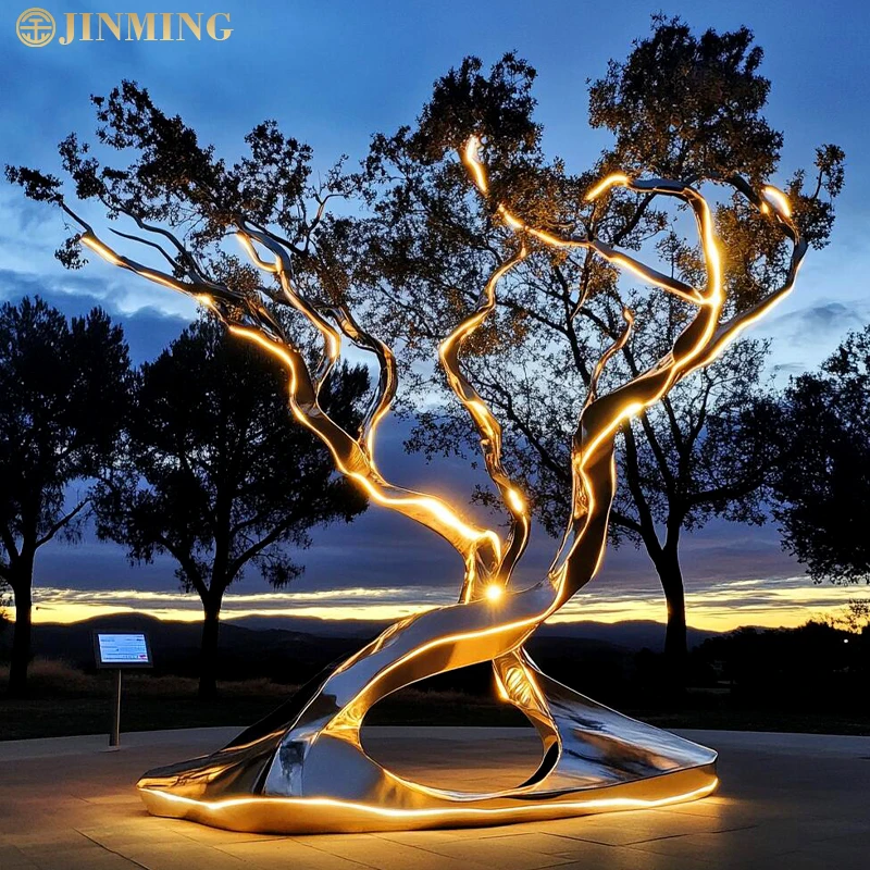 Large Stainless Steel Tree Sculpture Customizable Outdoor Garden Ornament Metal Crafts for Landscape Money Tree Decoration