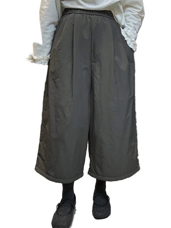 Winter Nieuwe plus Size Hoge Taille Wijde Pijpen Katoenen Broek Afslanken Warmte Verhullende mat Sle Casual Straight Cut Broek