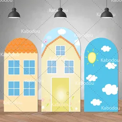 Pig House Backdrop Arch Doubleside Kid Birthday Party Decoration Baby Shower Photo Photography Background Studio Prop