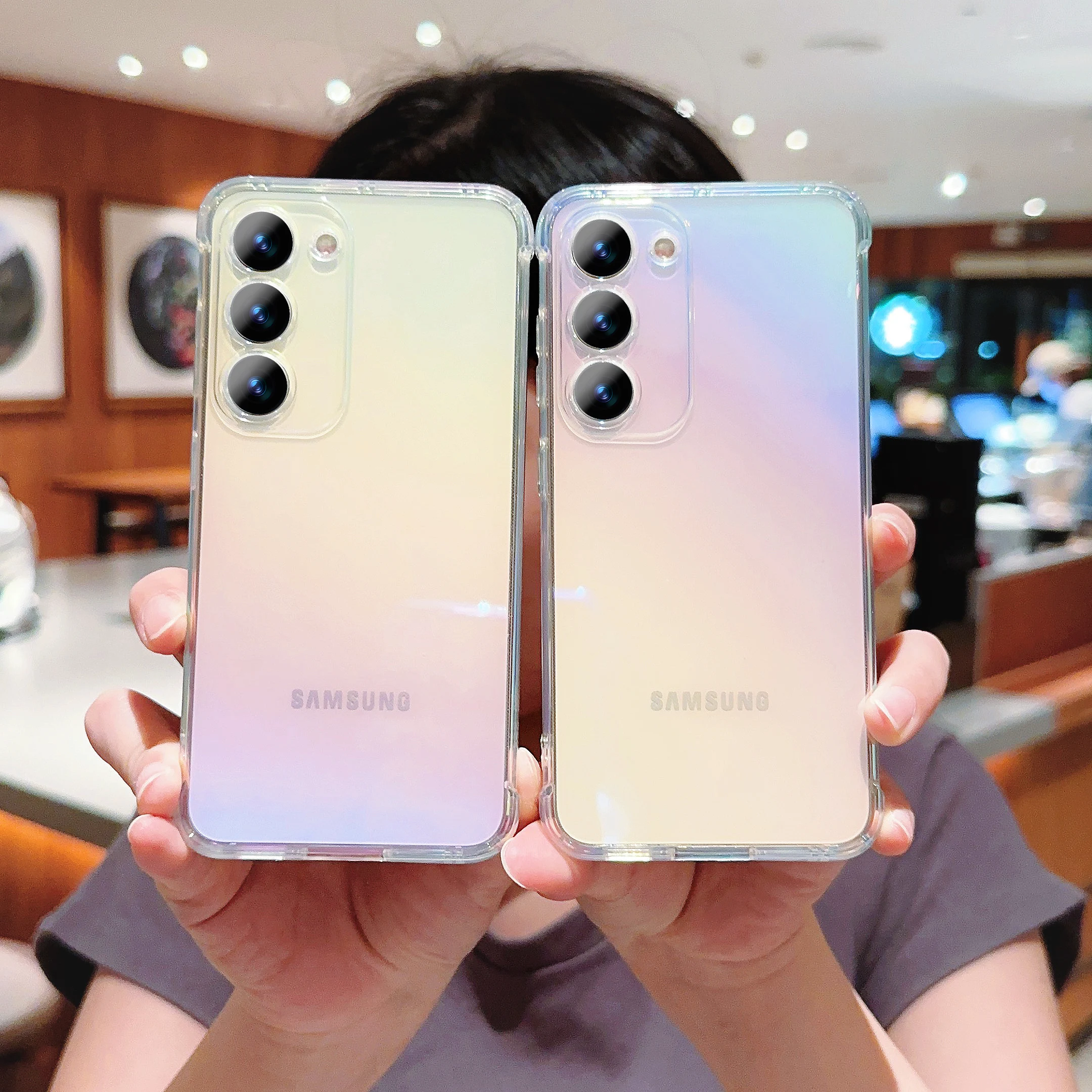 

Цветной градиентный блестящий прозрачный чехол для телефона Samsung Galaxy S22 S23 S24 Plus S25 Ultra A55 A54 A53, защитный чехол