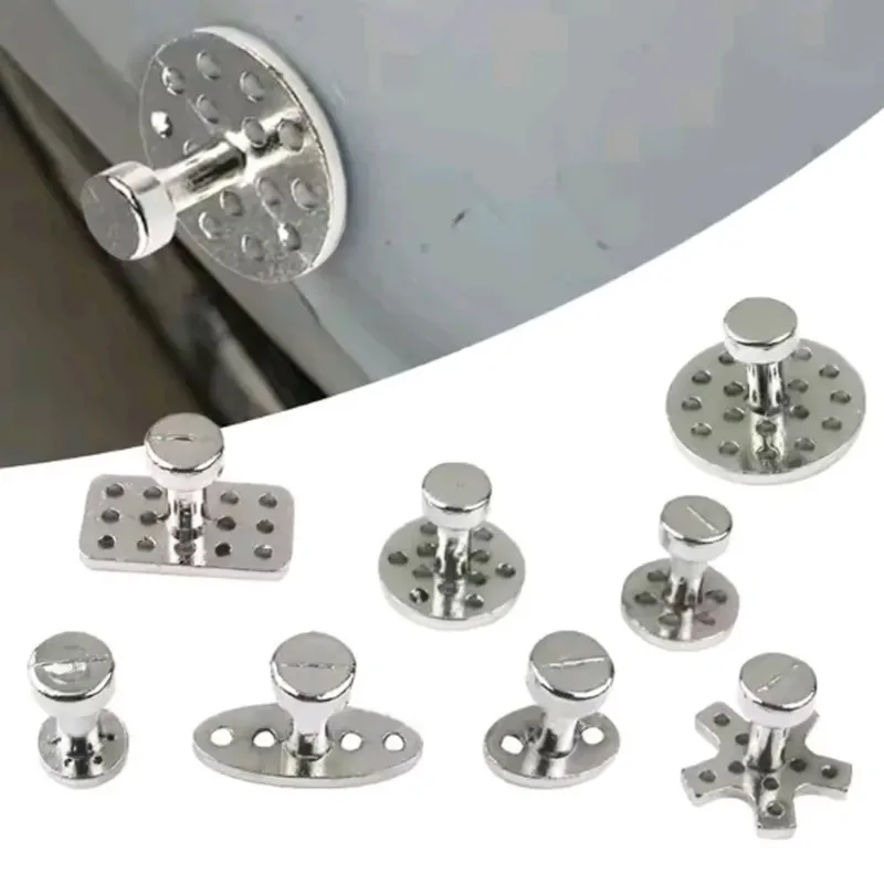 8Pcs Paintless Dent Repair Puller Tabs Metal Gasket Auto Hail Collision Damage Removal Uncharged Dent Fix Tools Accessories