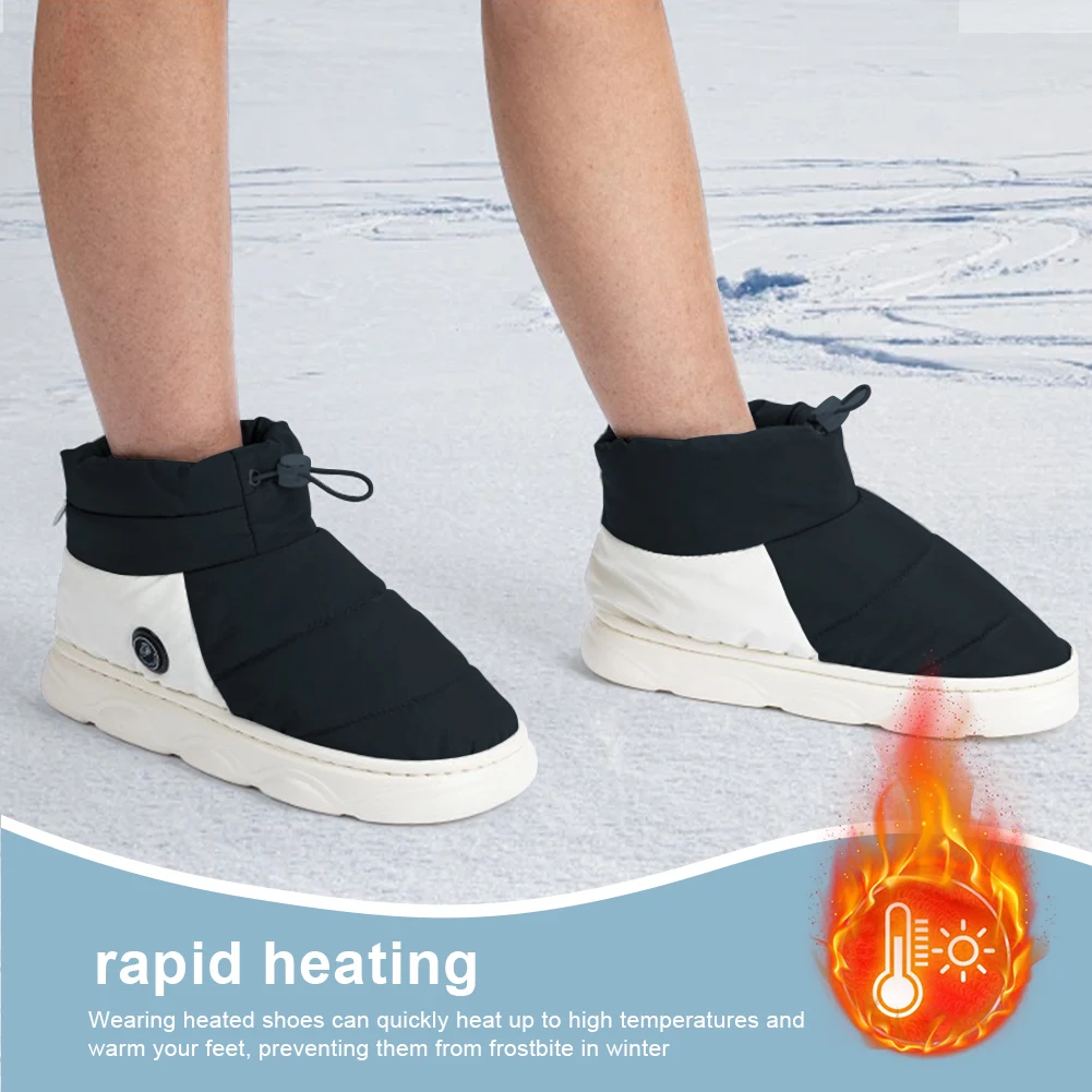 USB Heater Foot Shoes Winter Warm Snow Boots Warm Electric Slippers 3 Heating Levels Washable Feet Heated Shoes for Men Women