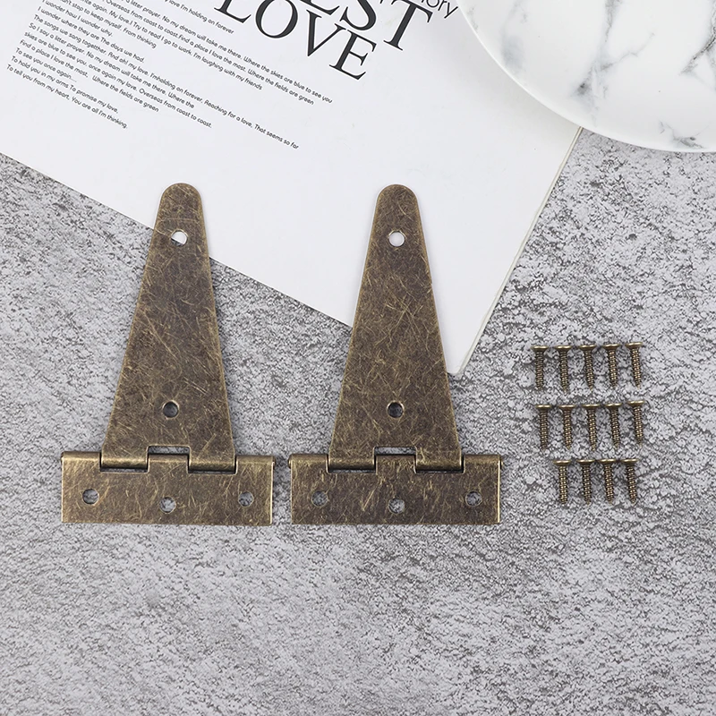 2pcs Antique Bronze Flat T Hinge For Barn Gates Vintage Jewelry Wooden Box Hinges Kitchen Cabinet Door Gate Household Supplies