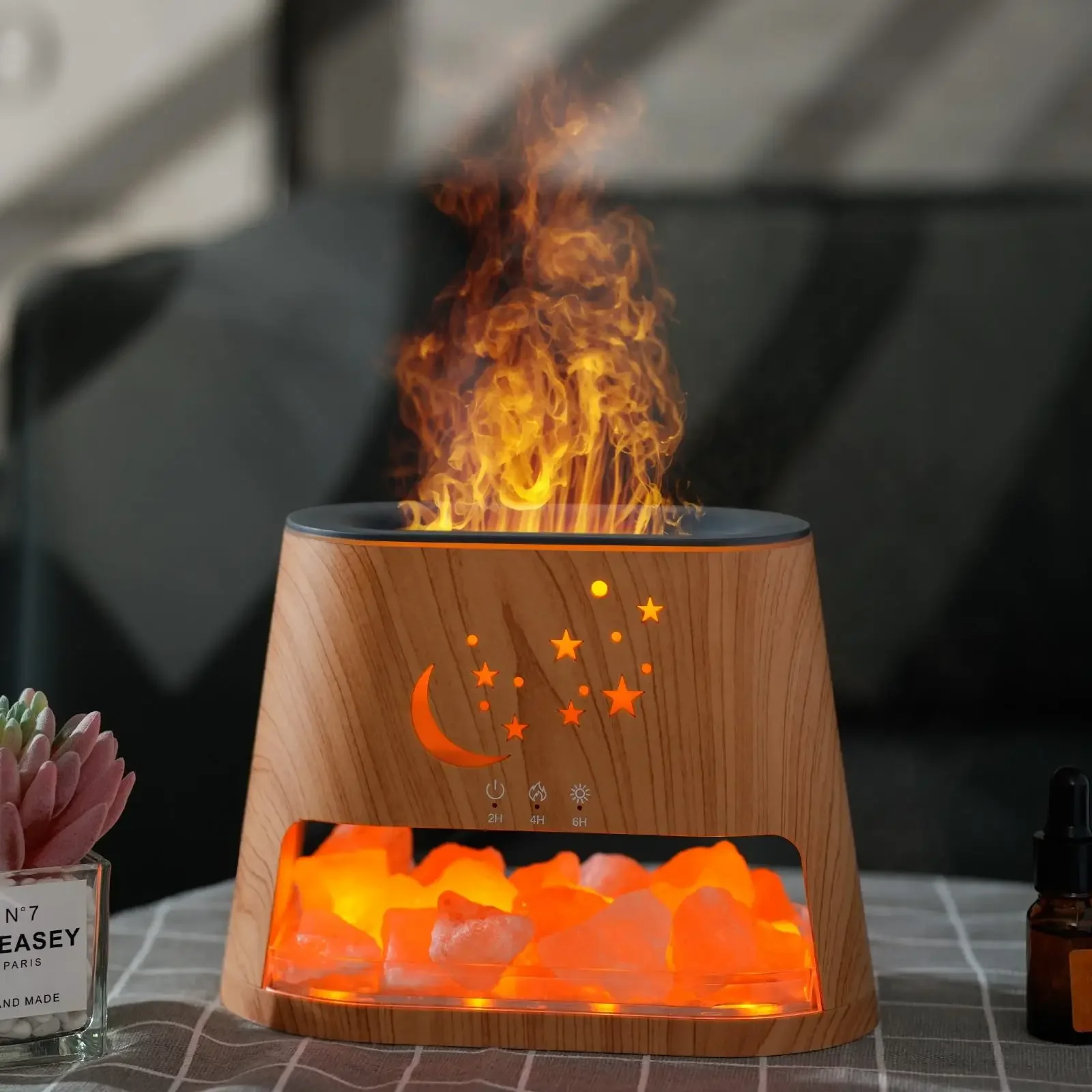 Factory Price 250ML Aromatherapy Essential Oil Diffuser With Himalayan Rock Salt Ultrasonic Himalayan Salt Lamp Flame Humidifier