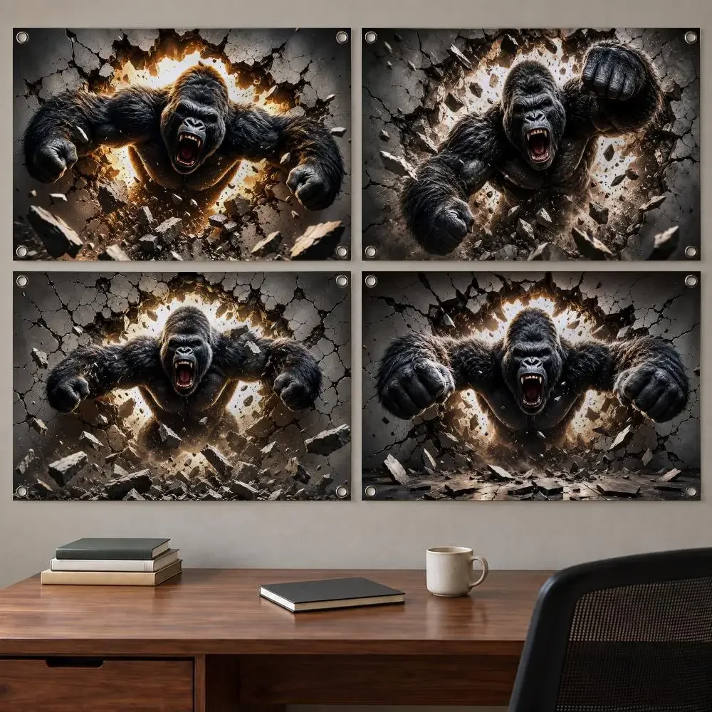 Funny Animal Irritable Gorilla Flags Indoor Outdoor Wall Banner Party Decor Large Hanging Wall Backdrop