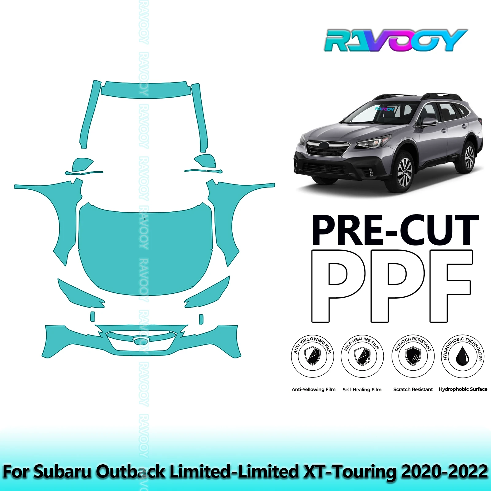 RAVOOY Custom-Fit Precut TPU PPF Front Kit Clear Bra Stone Guard EU UK For Subaru Outback Limited-Limited XT-Touring 2020-2022