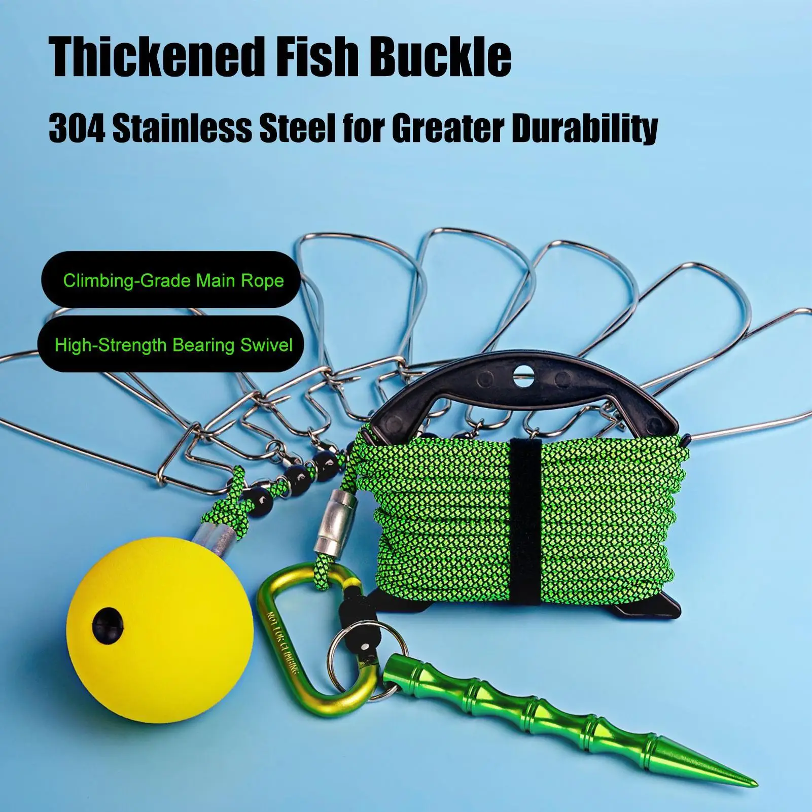 

Professional Fish Stringer Kit With 6 Stainless Steel Locks, 16.4ft Rope For Bass Salmon Fishing, Kayak Angler Gear For fishing