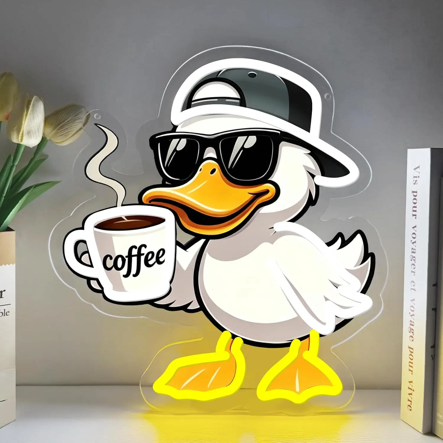  Cool Duck LED Neon Sign USB Wall Light For Coffee Shop Cafe Bar Kitchen Man Cave Funny Animal Themed Decor Coffee Lover Gift