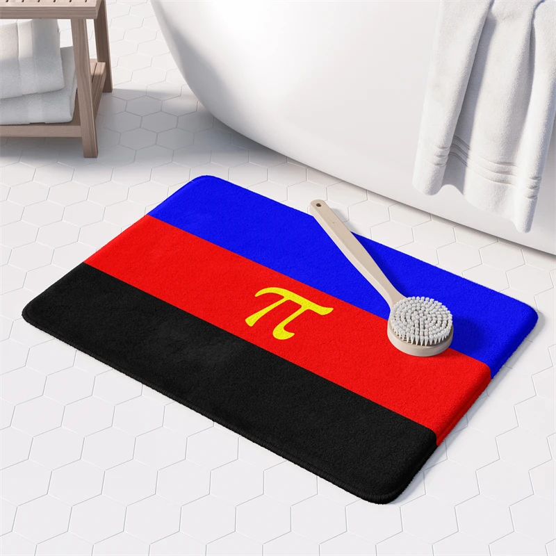 Aertemisi Polyamory Pride Flag Rainbow LGBT Bath Mat with Non Slip Base Absorbent Super Cozy Flannel Floor Rug Carpet