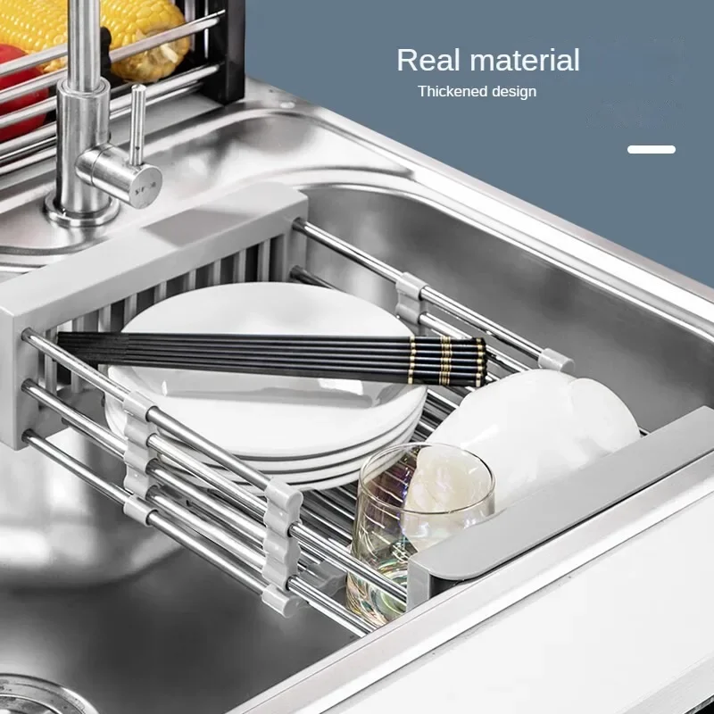 Dish Draining Rack Household Kitchen Sink Shelf Sink Stainless Steel Put Chopsticks Sink Draining Basket Washbasin