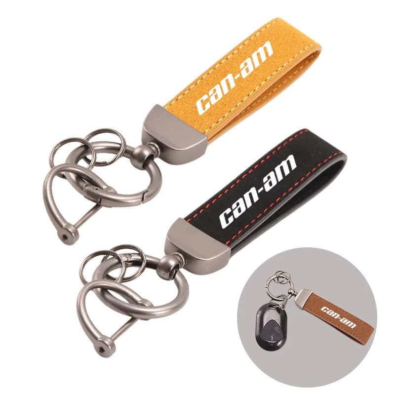 

High-Grade Leather Suede Keychain Motorcycle Keyring For Can Am Outlander 1000 Ryker 900 Renegade 800 Canam Maverick X3 Spyder