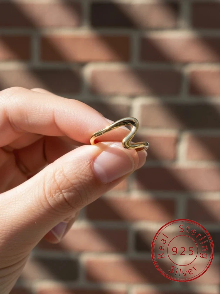 

Стерлингового Серебра 925, минимализм, простая гладкая волна, модное кольцо для женщин, повседневная одежда, помолвка, вечеринка, высокое качество, ювелирные изделия