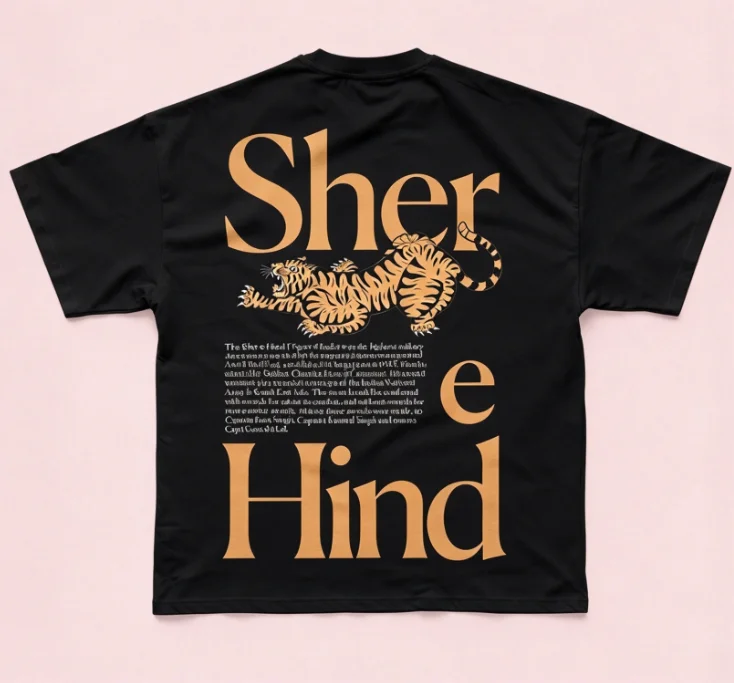 2026 Vintage Tiger Illustration Back Print Graphic T-Shirt, Large Serif Letter Casual Short Sleeve Tee