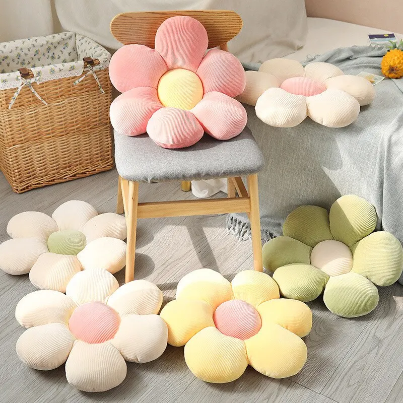 Oreiller en peluche à fleurs colorées 35CM, coussin de pétales de plantes, jouets en peluche pour filles, décoration de maison pour bébé, cadeau