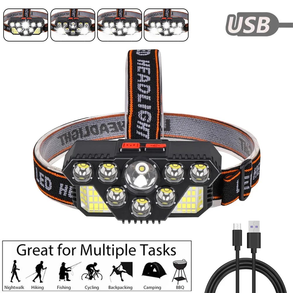 8 Safety Lights, Various Lights Can Be Switched, Multi-angle Adjustment and Sufficient Light for Hiking.