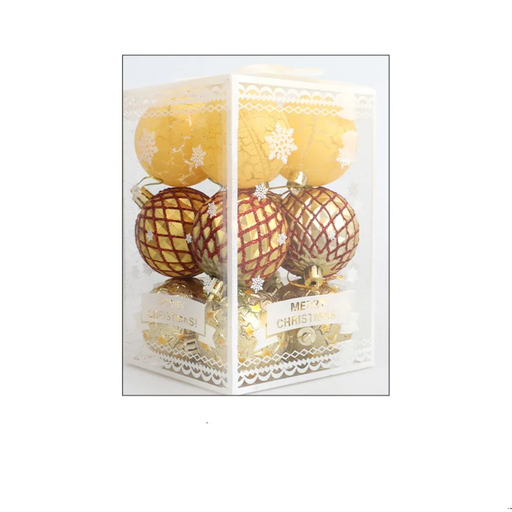 

12pcs Crafts Plastic Christmas Ball Set 6/8cm Delicate Christmas Tree Pendant Waterproof Colorful Hanging Ornament Party