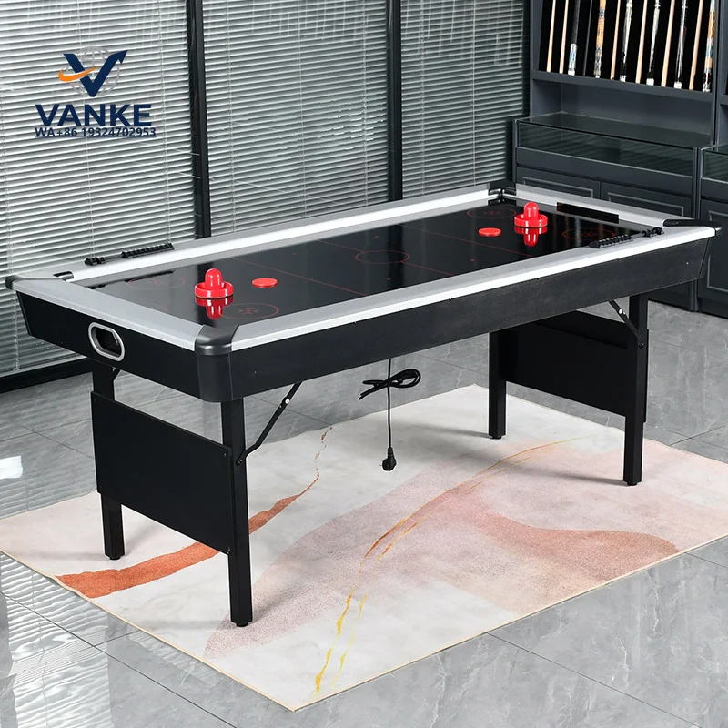 6ft Electronic Air Hockey Table Folding Air Hockey Table  Indoor Games Black Top TH-6001