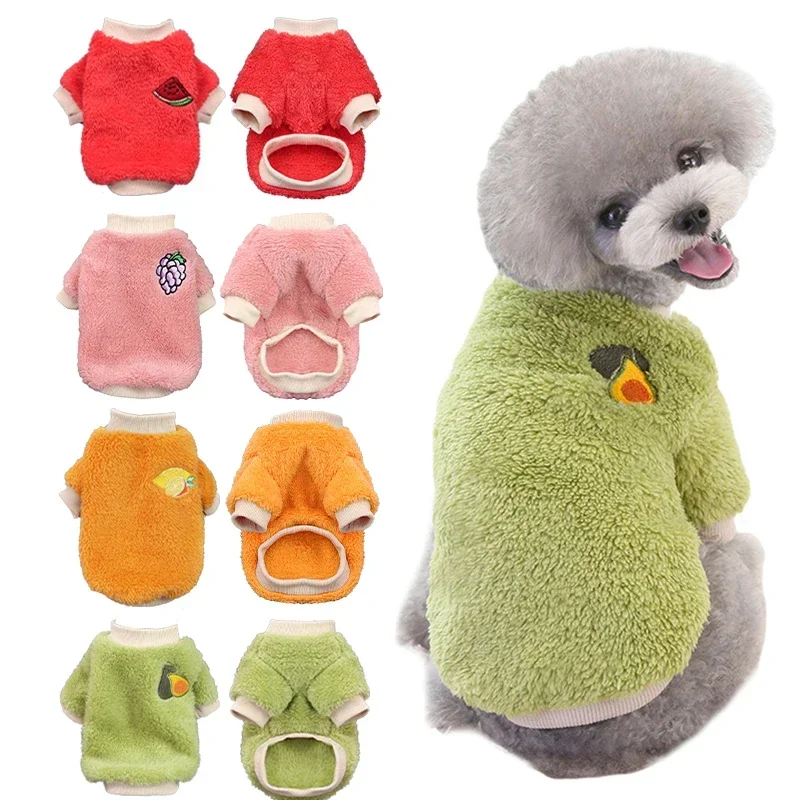 

Soft Plush Pet Winter Clothes Warm Fleece Cute Fruit Clothes for Teddy Bichon Chihuahua Thicken Puppy Kitten Vest Pullover Shirt