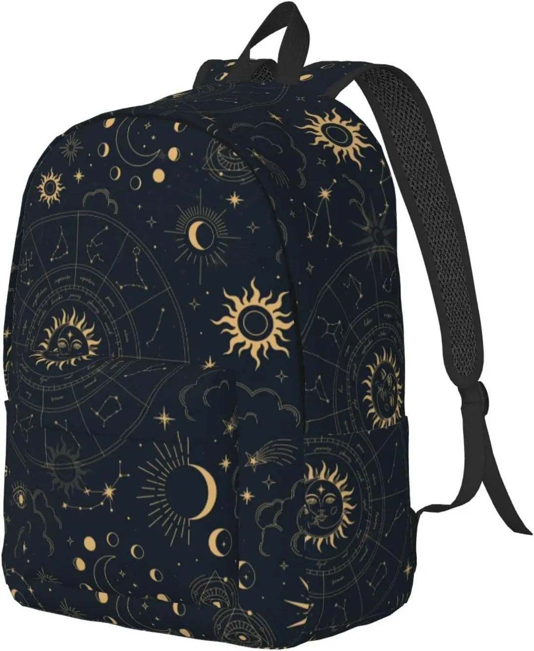 Backpack Casual Lightweight Gold Sun Moon And Stars Laptop Backpack Men Women Travel Bag Outdoor Canvas Daypack