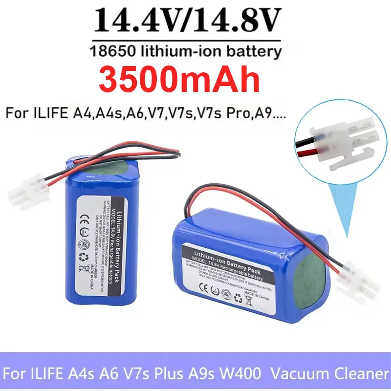 

4S1P 14.8V 2600mah/3500mAh 18650 Lithium Battery Pack for A4s, A7, V7s Plus, V55 Pro, W400, A9s ,PX-B020 Robot Vacuum Cleaner
