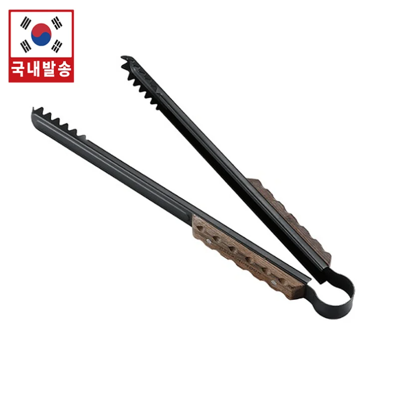 캠핑문 304스텐레스 티타늄 코팅 대형 바베큐 장작 숯집게
