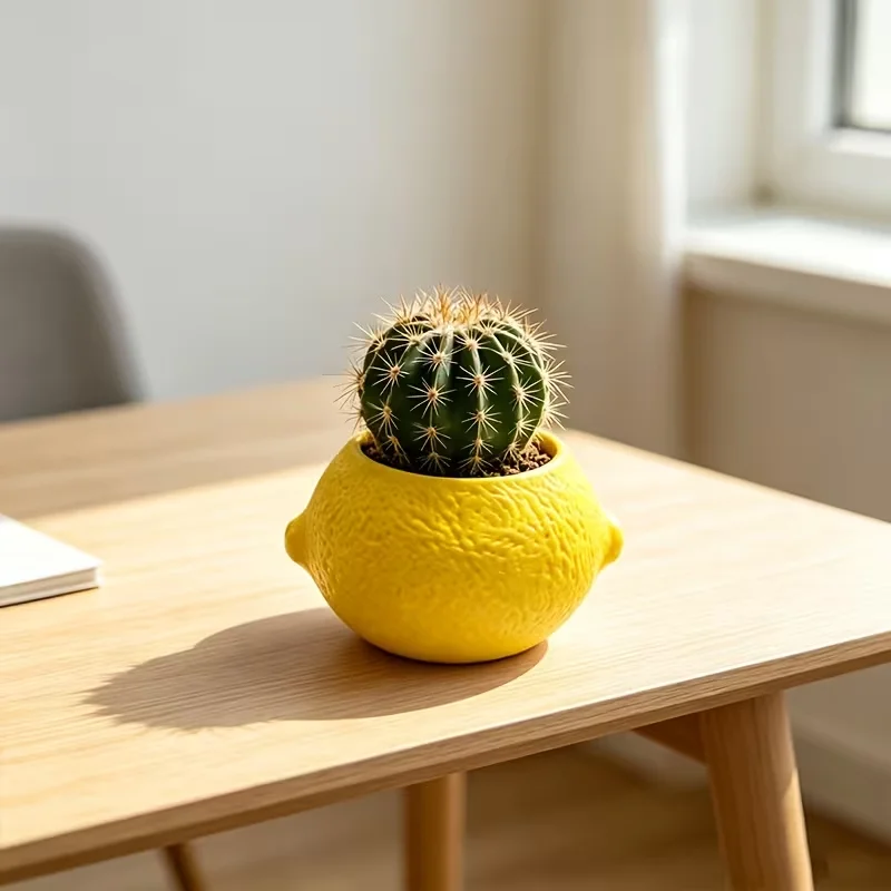 Lemon-shaped Flower Pot, Decorative Fruit-shaped Flower Pot Succulents Modern Tabletop Home and Garden Decoration